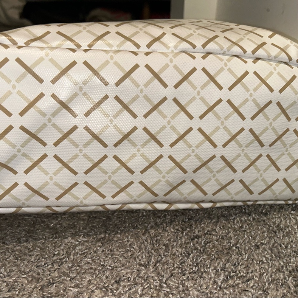 Neutral Patterned Tote Bag with Satin Bow - Picture 4 of 4